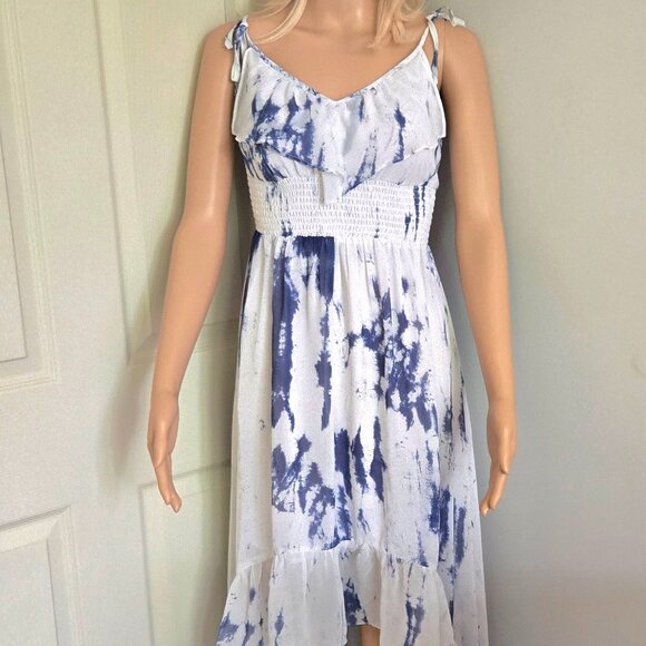 GUESS Tie-Dye High/Low Ruffle Long Dress Size XS - Picture 5 of 15